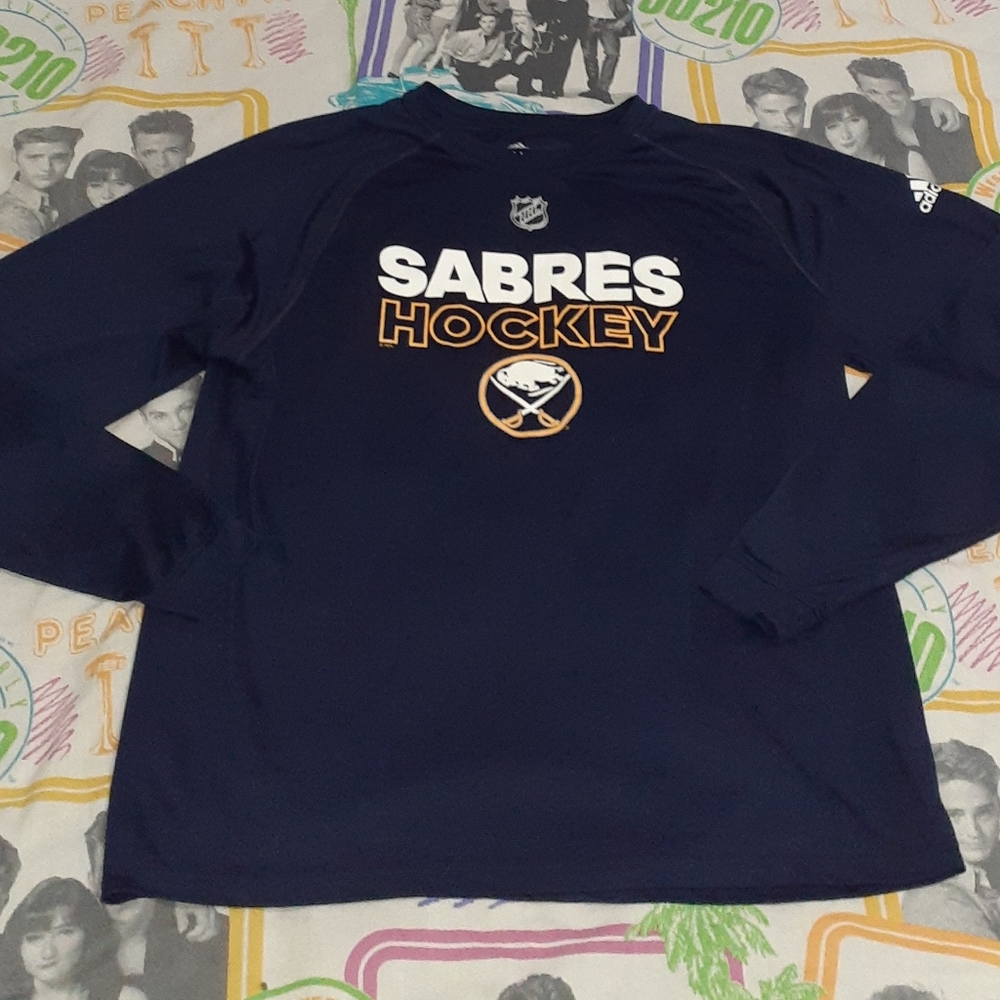 Adidas Buffalo Sabres Hockey Long Sleeve Jersey Shirt NHL Practice Fitne…